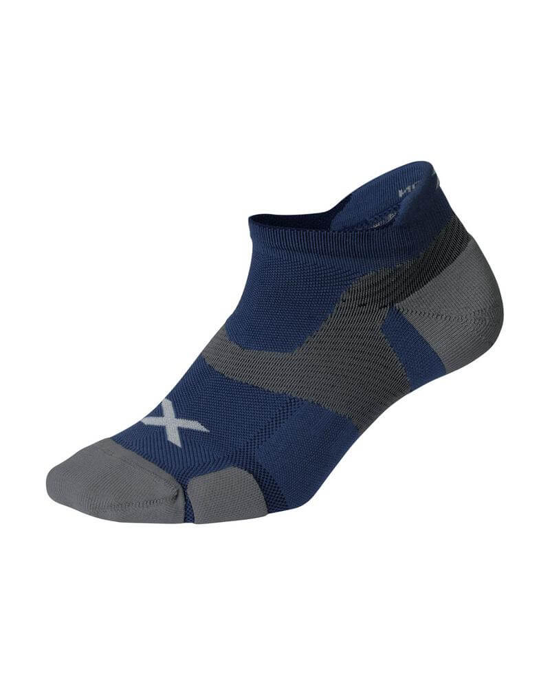 2XU Vectr Cushion No Show Compression Socks - Blue Steel / Grey