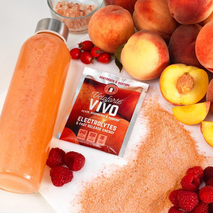 Veloforte Vivo Peach, Raspberry and Rosehip Electrolyte Hydration Mix